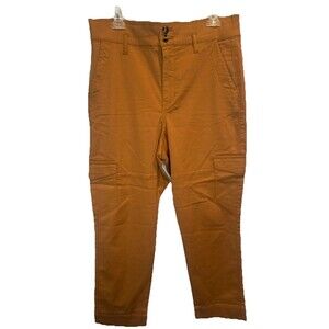 Cabi Women's ORANGE Cargo Straight Leg Pants High Rise Stretch Pockets Sz 6